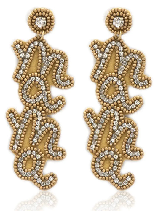 MAMA Bead Rhinestones Post Earrings