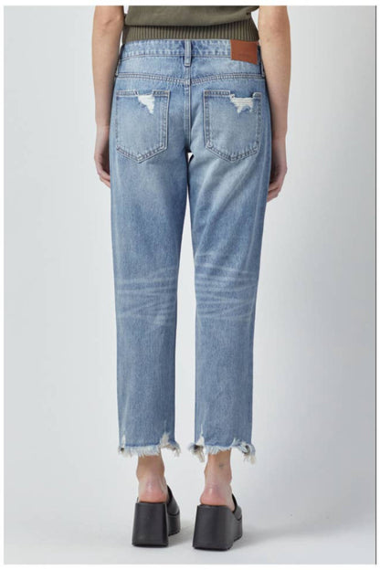 Medium Wash Distressed Boyfriend