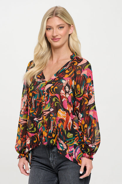 Black Ikat Estelle Top