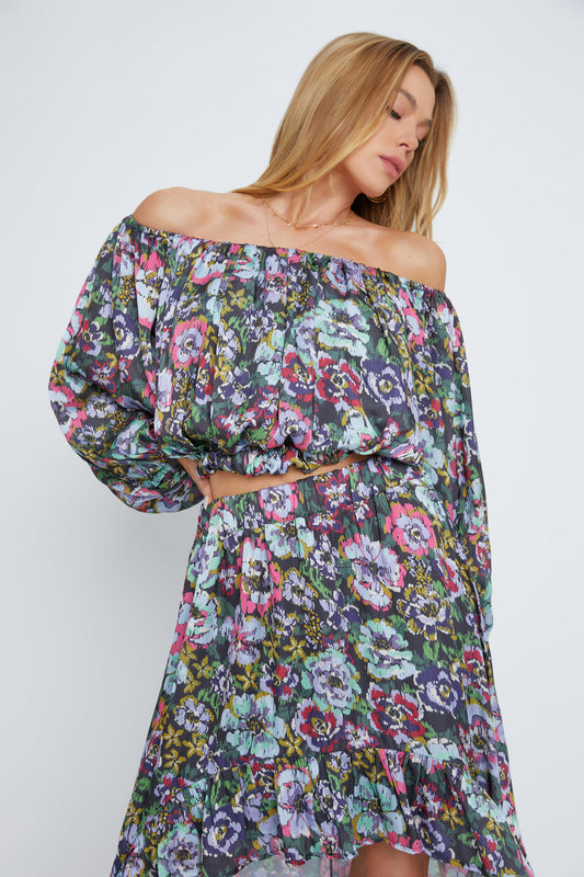 Dark Watercolor Floral Amanda Top