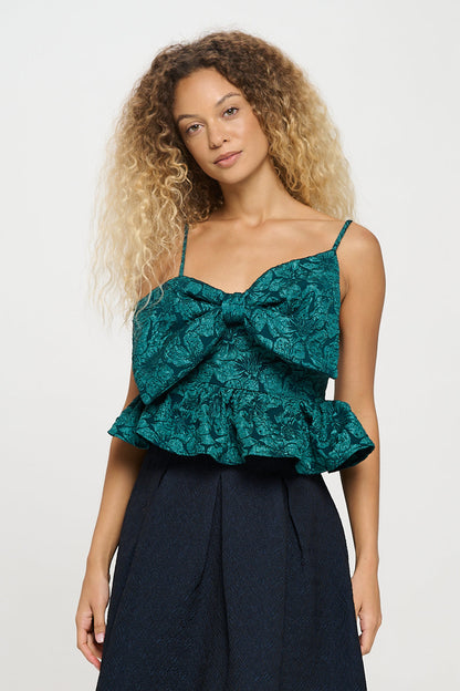 Emerald Jacquard Bow Top