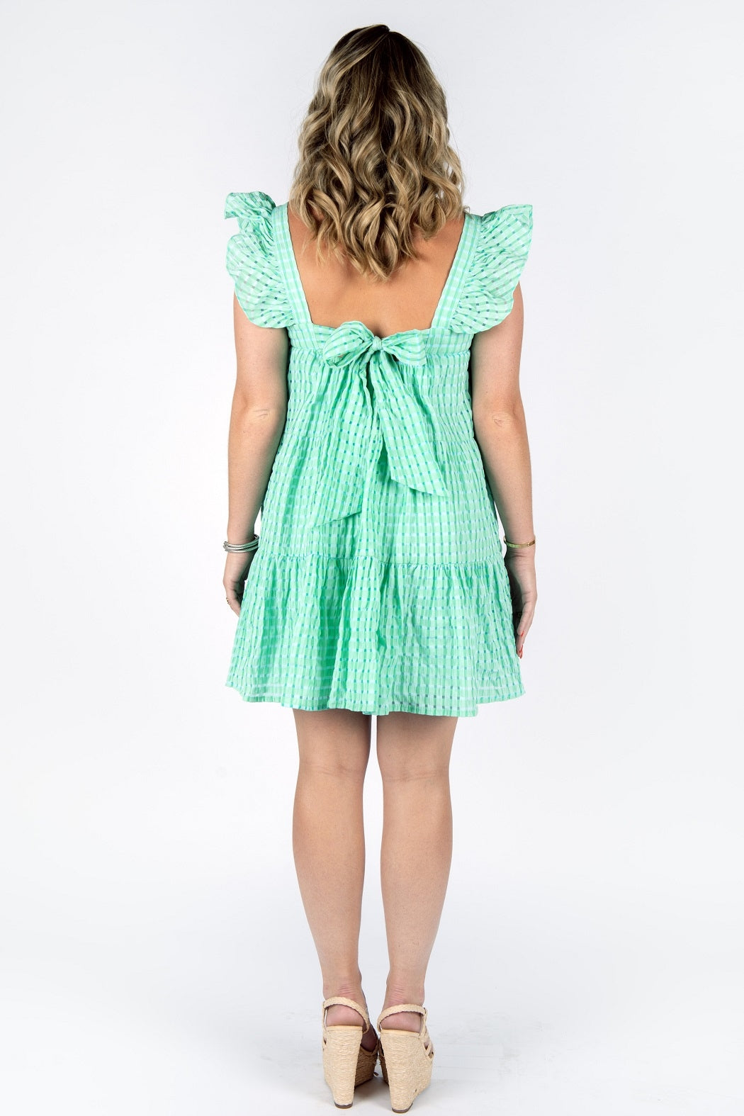 Green Plaid Clover Dress