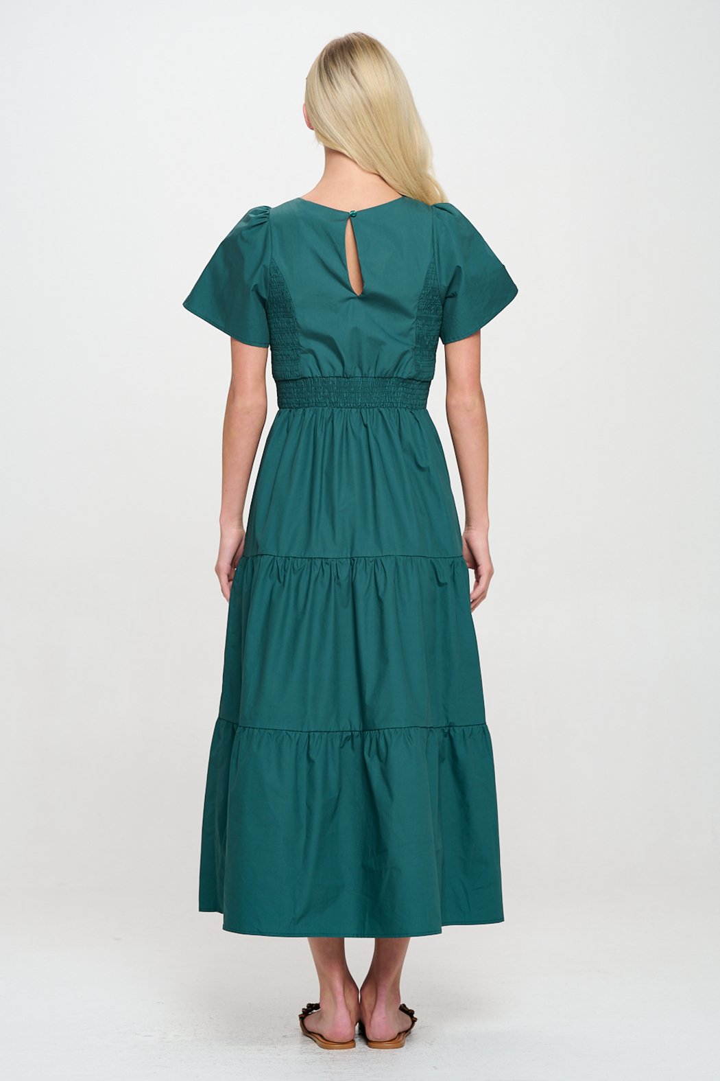 Hunter Green Poplin Maxi Dress