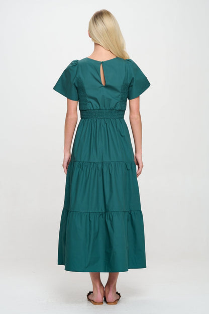 Hunter Green Poplin Maxi Dress