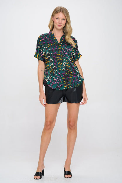 Leopard Green Kaii Top