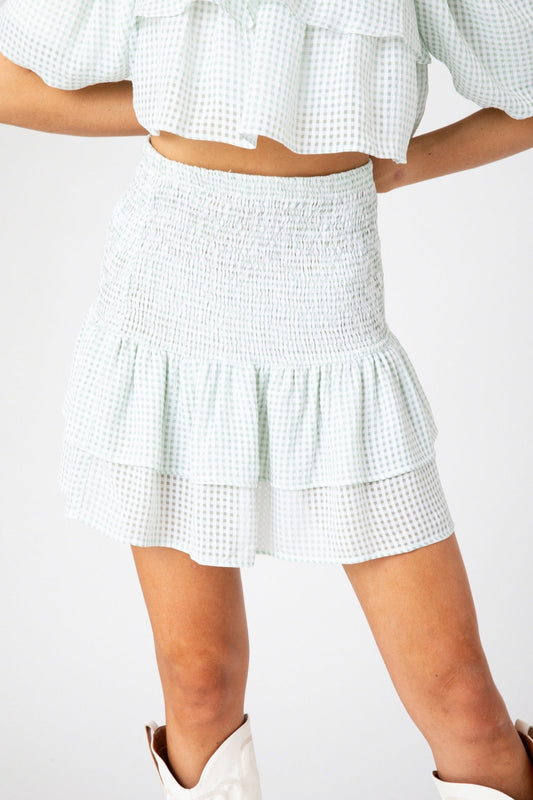 Mint Check Demi Skirt