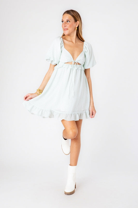 Mint Check Garden Dress