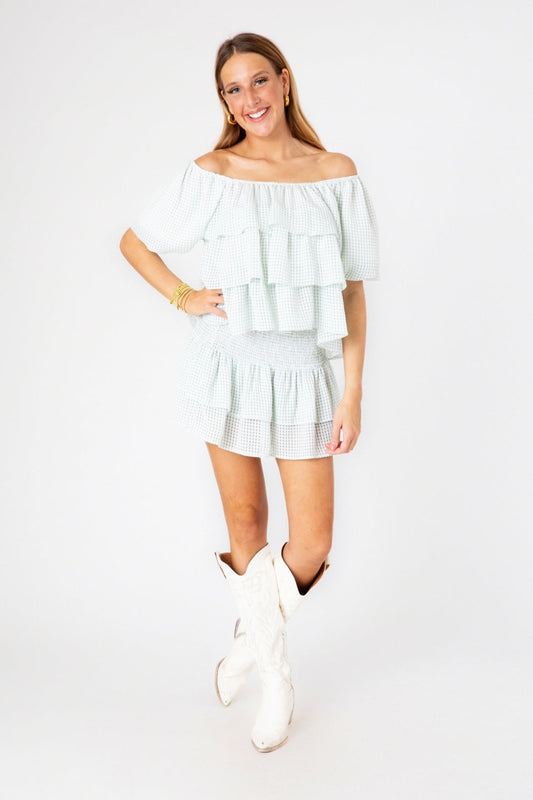 Mint Check Harmony Top