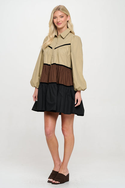 Multi Poplin Shirt Dress