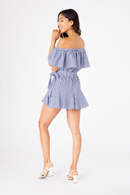 Navy Check Agnes Skirt