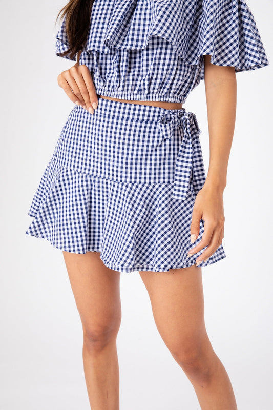Navy Check Agnes Skirt