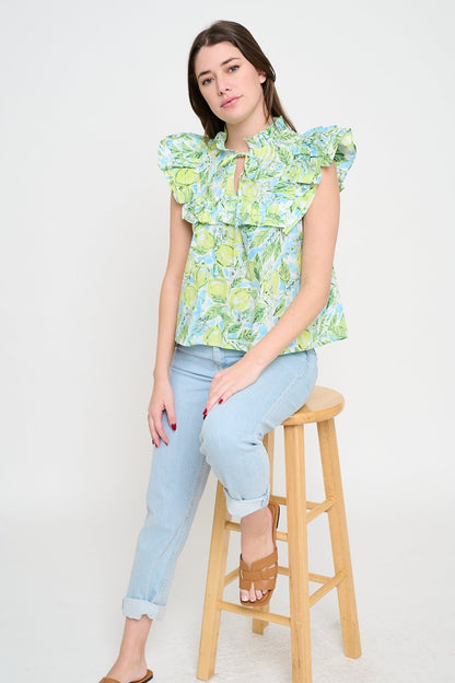 Ruffled Tie-Neck Blouse