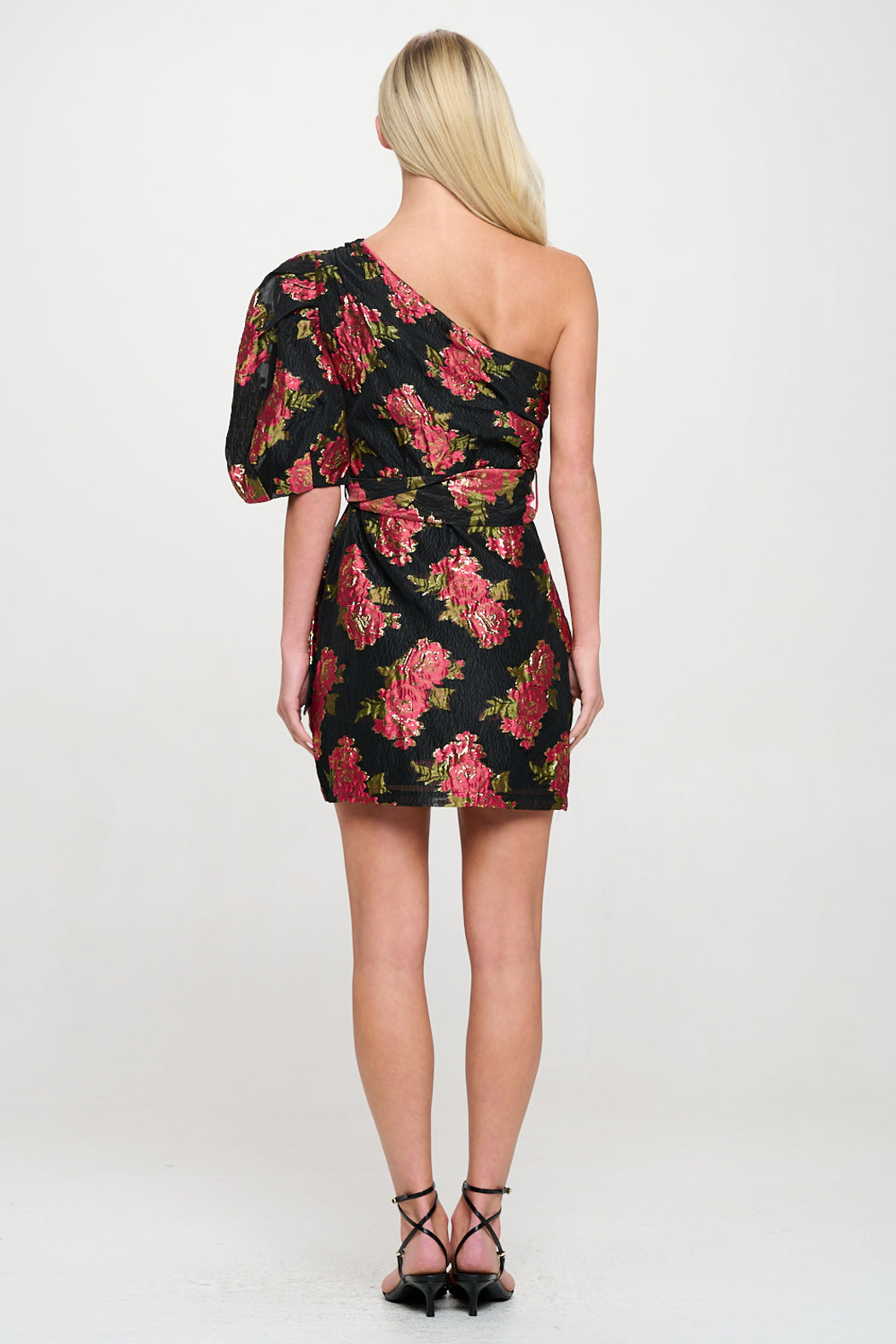 Scarlet Blossom Noir One Shoulder Dress