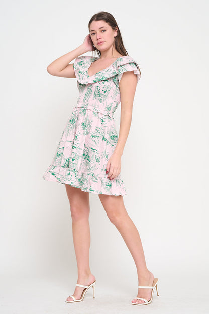 Smocked Ruffle Mini Dress