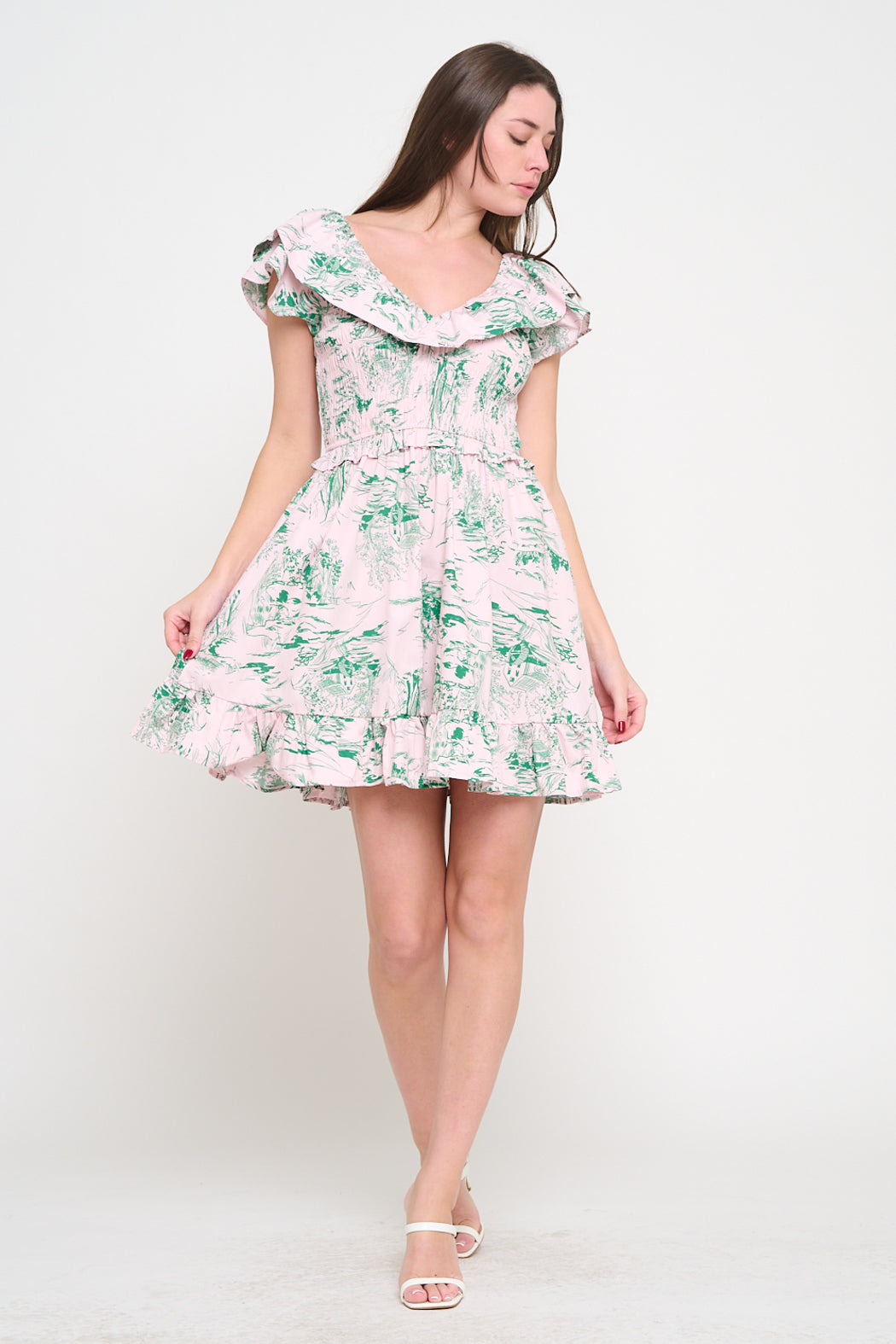 Smocked Ruffle Mini Dress