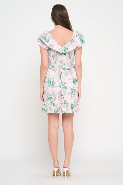 Smocked Ruffle Mini Dress