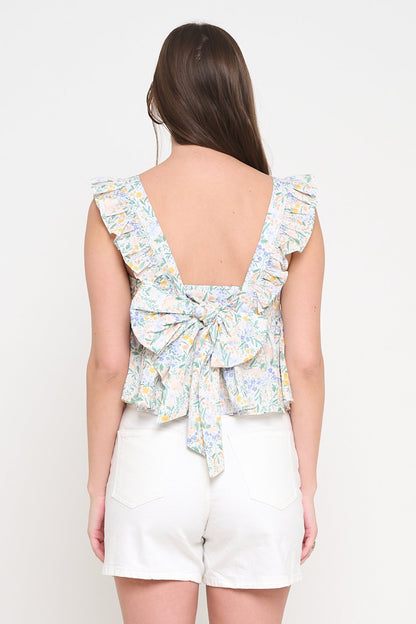 Square Neck Ruffle Strap Blouse