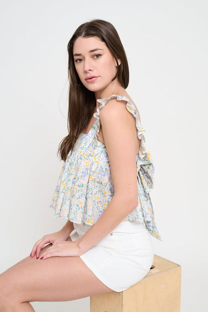 Square Neck Ruffle Strap Blouse