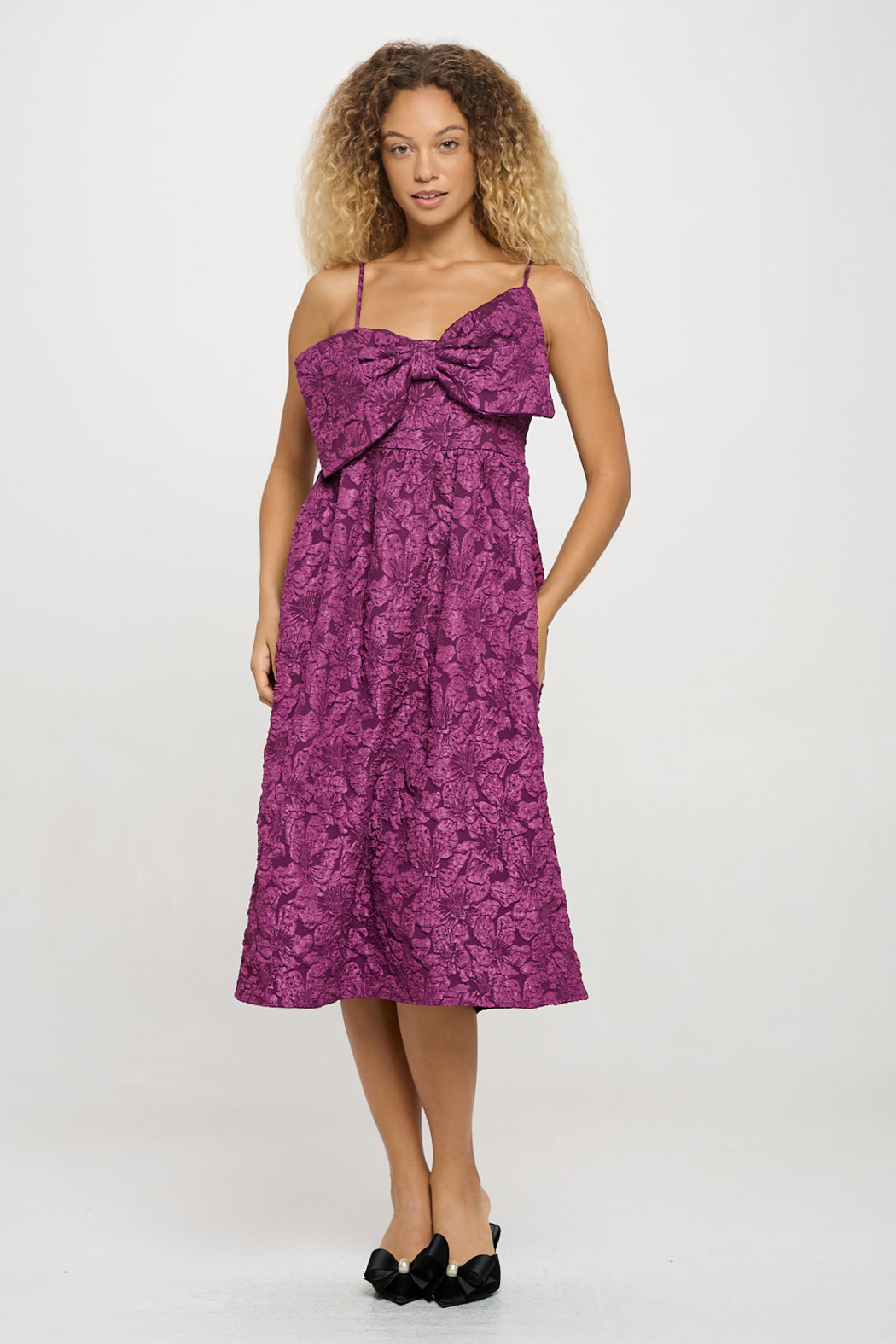 Violet Jacquard Bow Dress