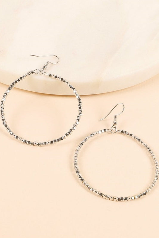 Metal Bead Round Hoop Earring