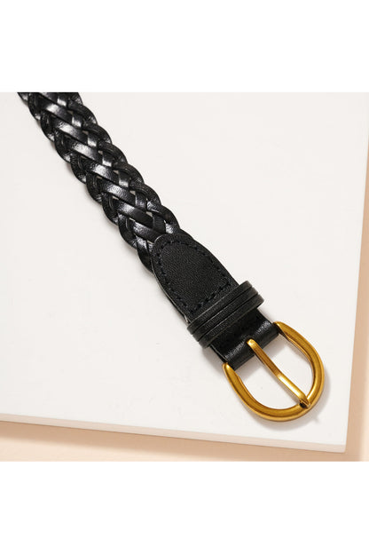 Metal Buckle Braided Leather Belt