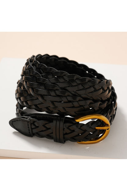 Metal Buckle Braided Leather Belt