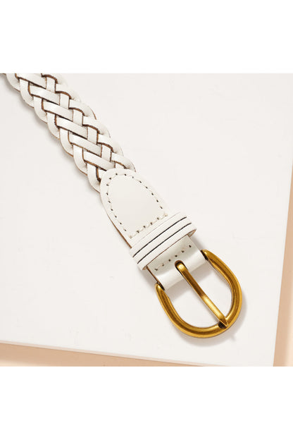Metal Buckle Braided Leather Belt