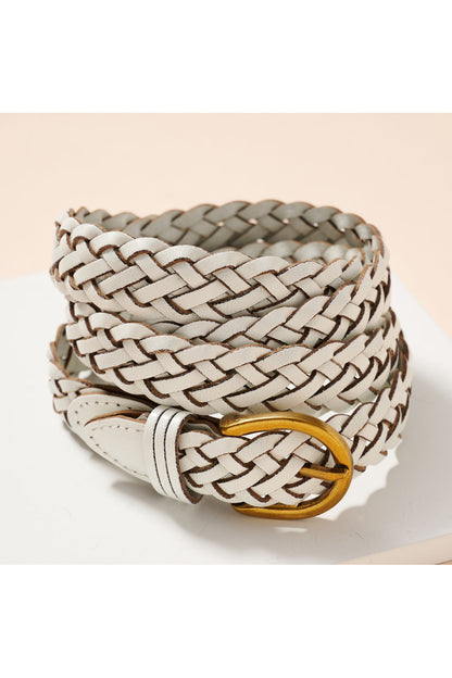 Metal Buckle Braided Leather Belt