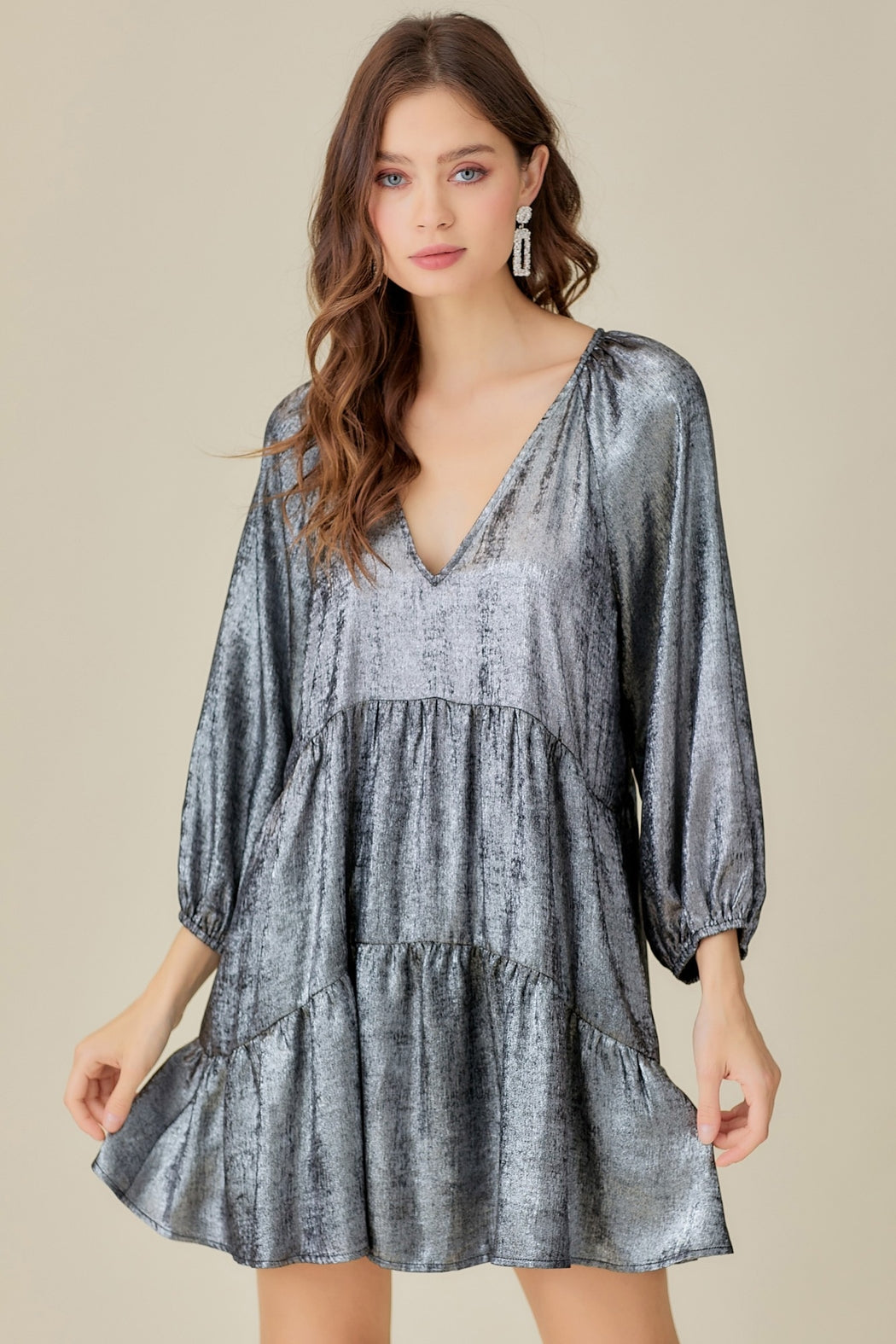 Metallic Babydoll Dress