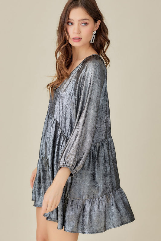 Metallic Babydoll Dress
