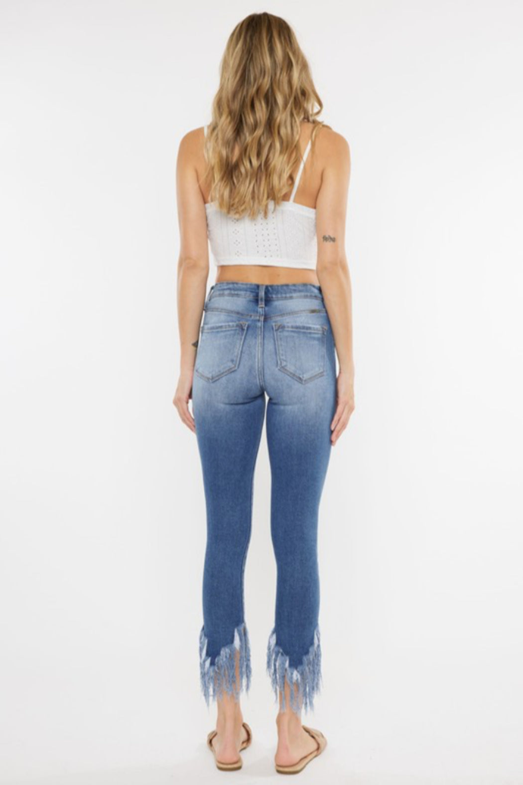 Mid Rise Fray Hem Ankle Skinny Jean