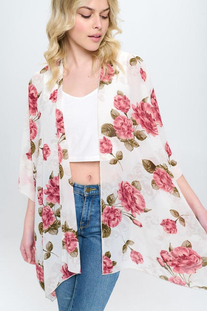 Loose Fit Kimono Cardigan Top With
