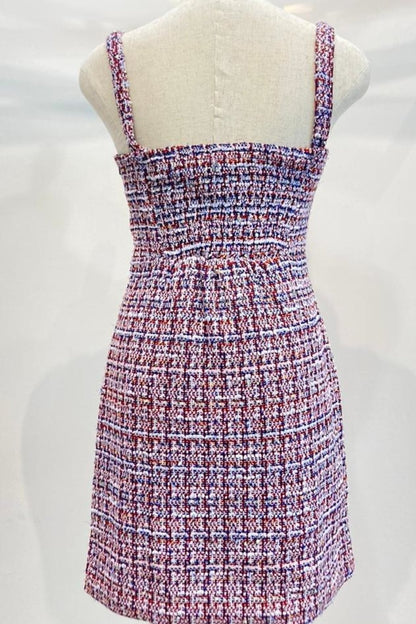 Bustier Tube Mini Dress With Velvet Tweed