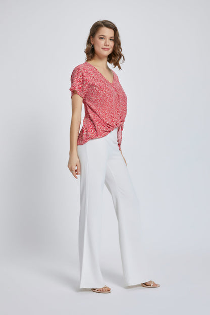 Dolman Short Sleeve V Neck Top