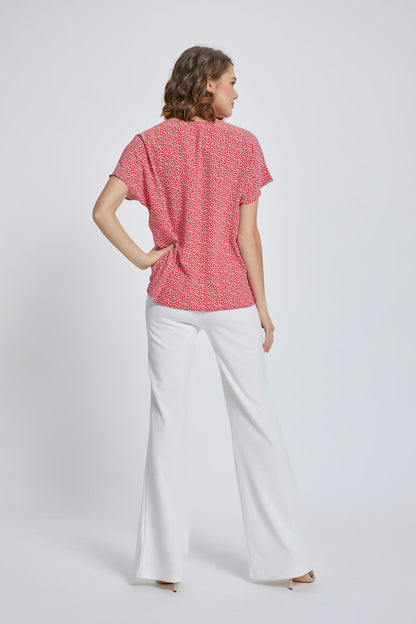 Dolman Short Sleeve V Neck Top