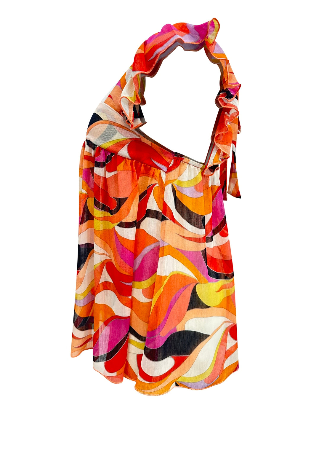 Flutter Short Sleeve Tie Back Top Floral Print