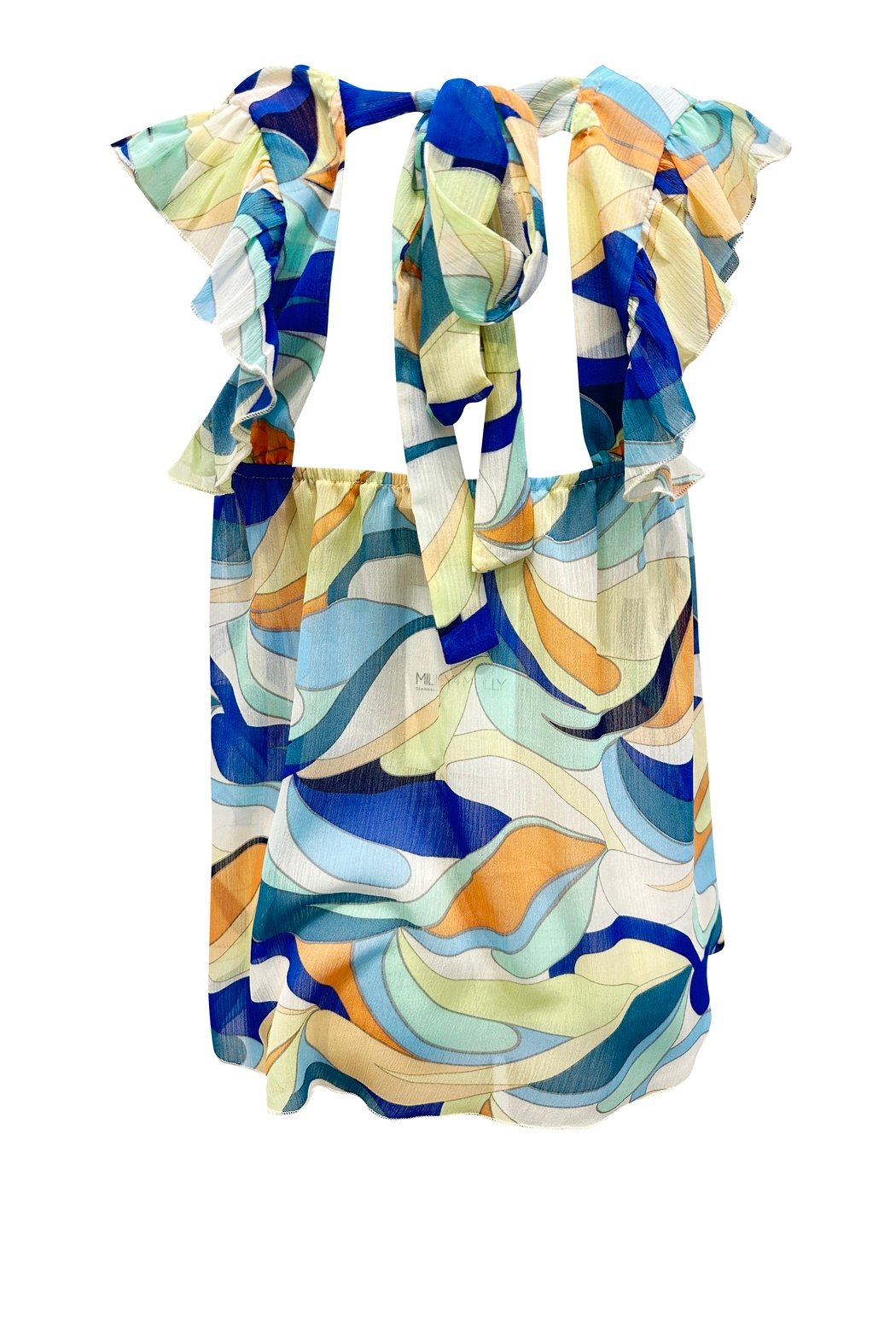 Flutter Short Sleeve Tie Back Top Floral Print