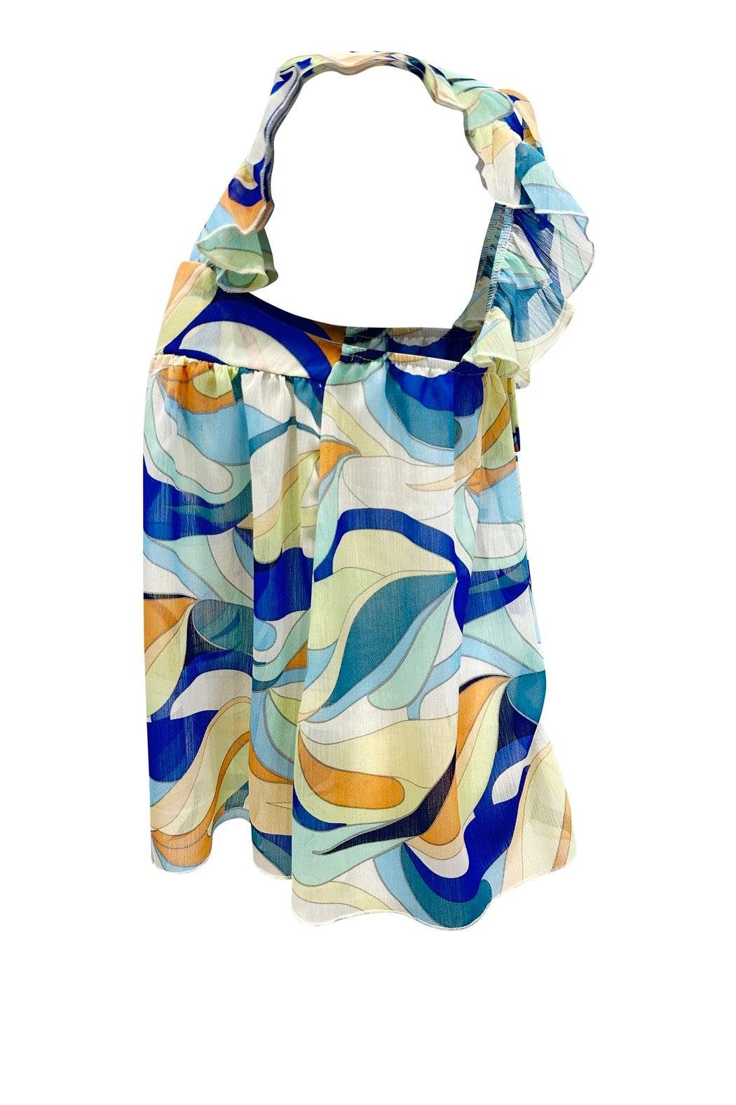 Flutter Short Sleeve Tie Back Top Floral Print