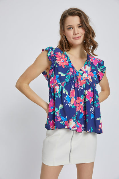 Flutter Sleeve Babydoll Short Sleeve Top