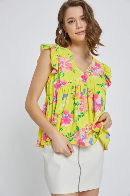 Flutter Sleeve Babydoll Short Sleeve Top