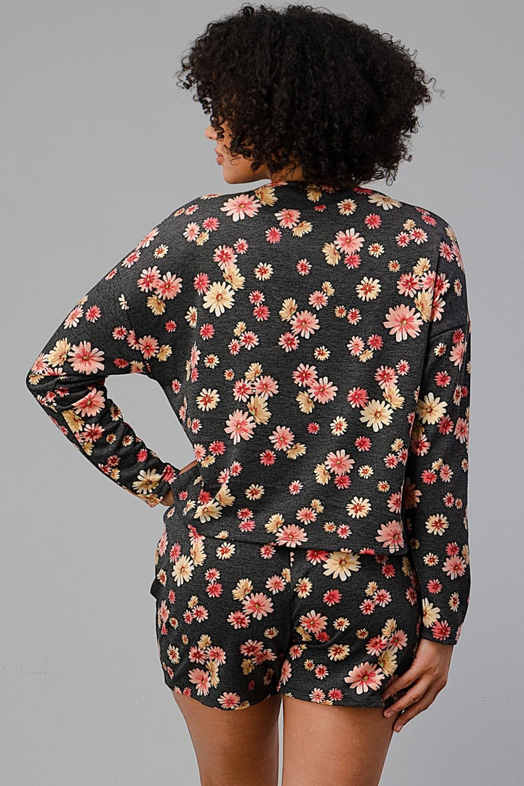 French Terry Daisy Floral Short Pj Pajama Set