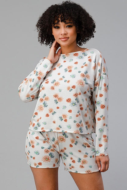 French Terry Daisy Floral Short Pj Pajama Set