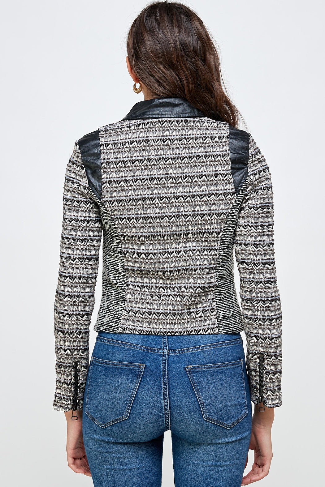 Jacquard Biker Jacket Top