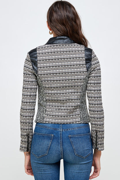 Jacquard Biker Jacket Top