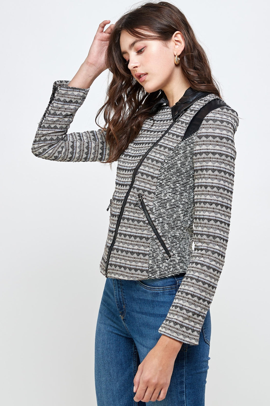 Jacquard Biker Jacket Top