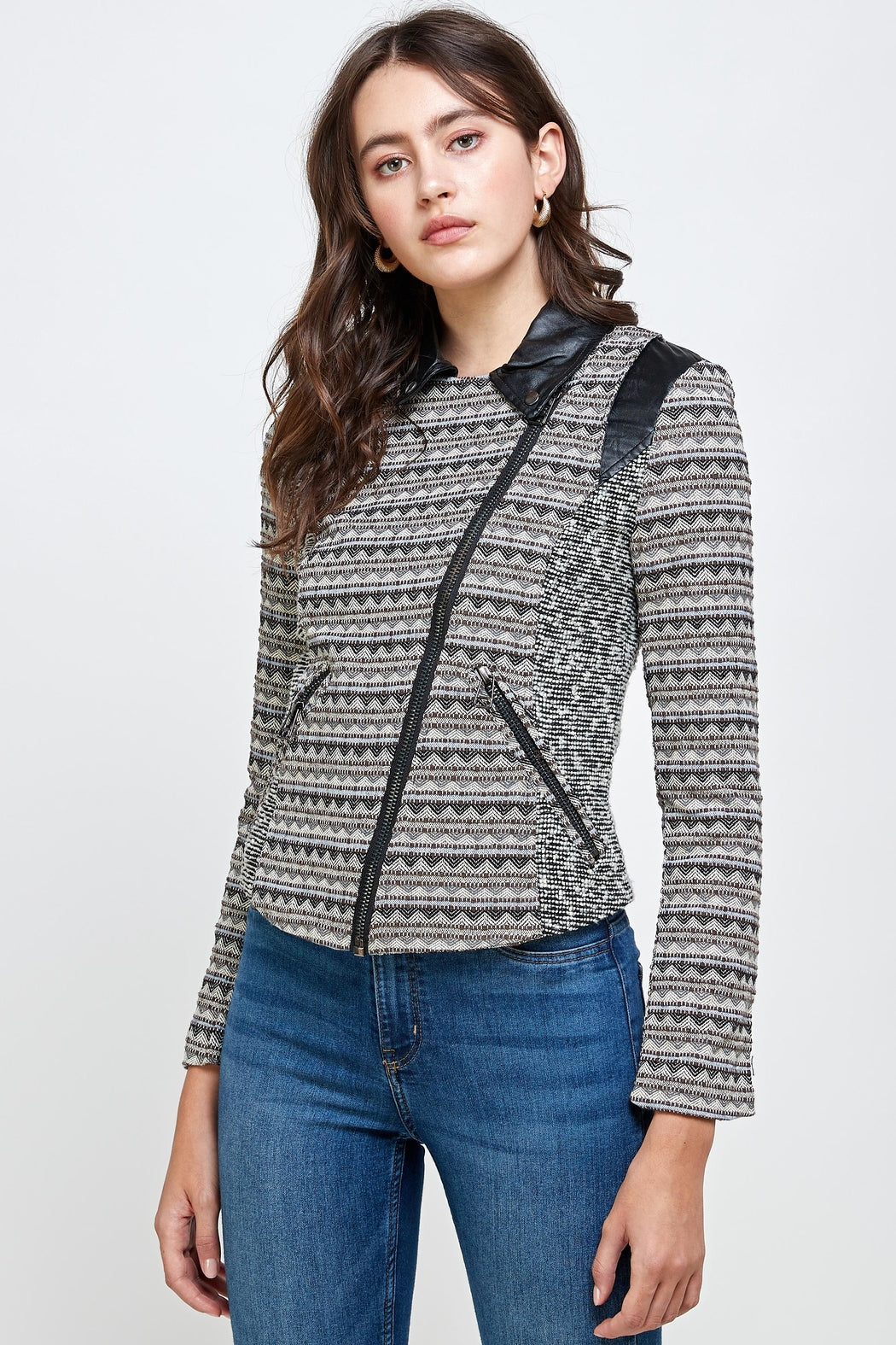 Jacquard Biker Jacket Top