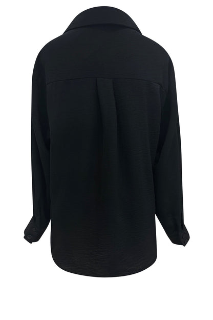 Knotted Waist Button Front Long Sleeve Sold Shirt