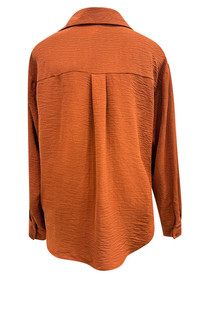 Knotted Waist Button Front Long Sleeve Sold Shirt