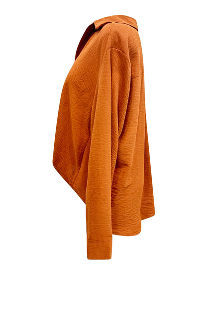 Knotted Waist Button Front Long Sleeve Sold Shirt