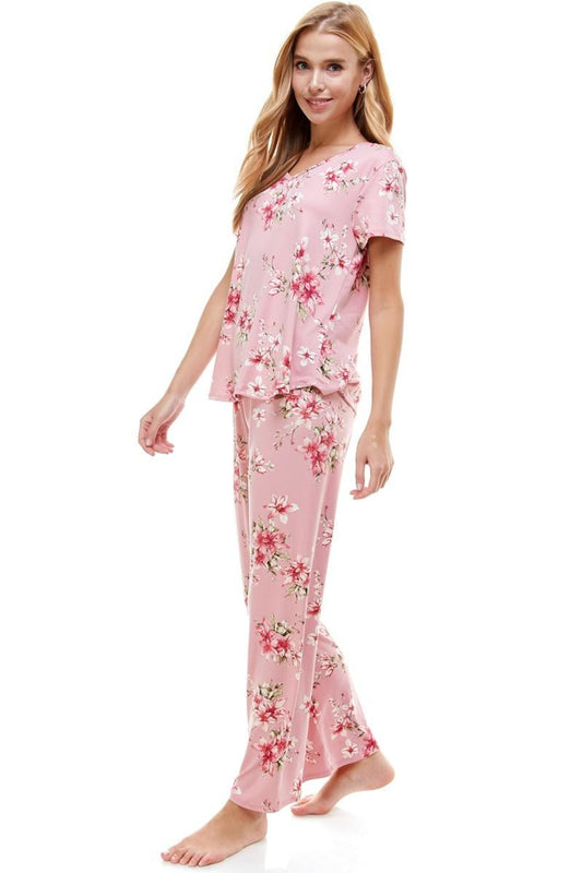 Lounge Wear Set Short Sleeve & Pants Matching Sets